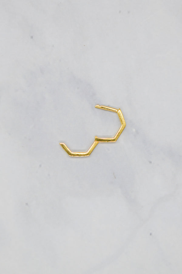James Collection 14K Gold Plate 12mm Heptagon Huggie Earrings