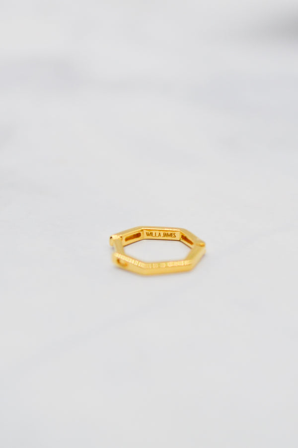James Collection 14K Gold Plate 12mm Heptagon Huggie Earrings