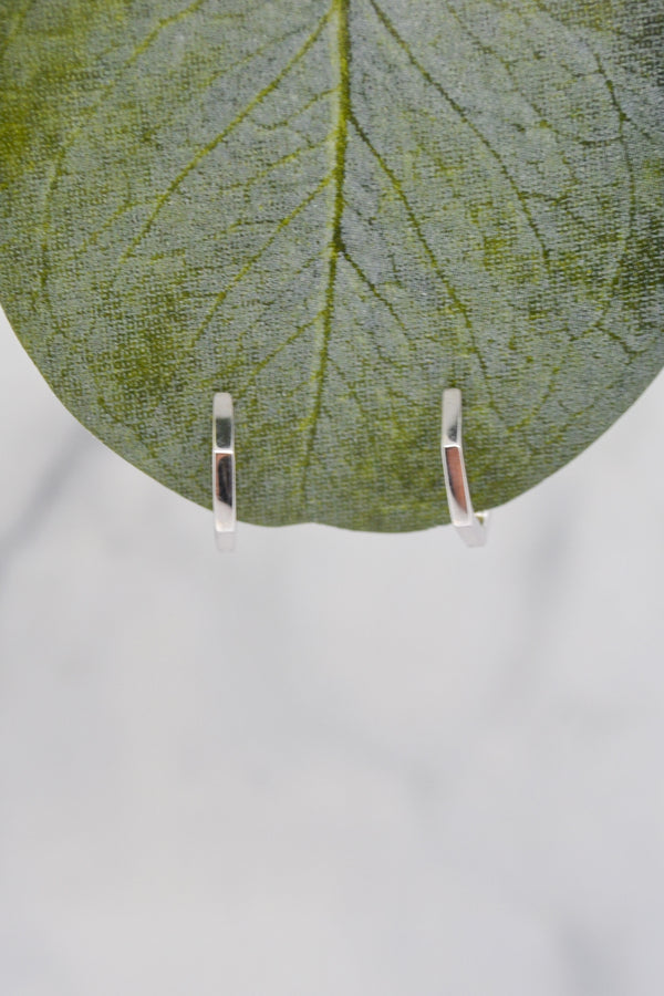 James Collection White Rhodium Plate 12mm Heptagon Huggie Hoop Earrings