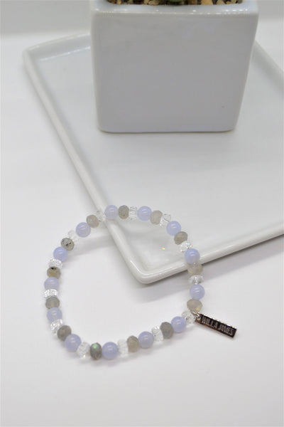 Grief and Comfort White Rhodium Plate Multi-gem Single Bracelet