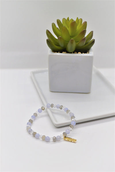 Grief and Comfort 14K Plate Multi-Gem Single Stretch Bracelet