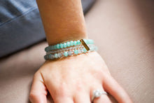 Strength and Courage 14K Gold Plate Amazonite Set of 3 Bracelets