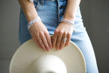 Peace and Freedom White Rhodium Plate Matte Pink Zebra Jasper Stretch Bracelet