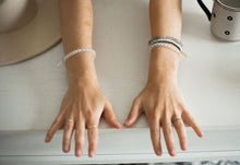 Provision and Protection White Rhodium Plate Clear Quartz Round Matte Amplify Stretch Bracelet