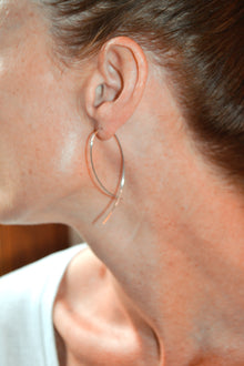 Isaiah Collection White Rhodium Plate Fluid Curved Cross Design Threader Earrings