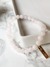 Health and Stability 14K Gold Plate Matte Rose Quartz Stretch Bracelet