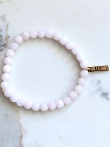 Health and Stability 14K Gold Plate Matte Rose Quartz Stretch Bracelet