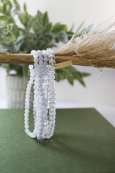 Peace and Freedom 14K Plate Blue Lace Agate Set of 4 Bracelets