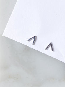 Isaiah Collection White Rhodium Plate Brightly Polished Arrow Studs
