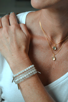 Corinthians Collection 14K Gold Plate 15” + 2” Extender 7-Sided Clear Quartz Rose Cut Pendant Necklace