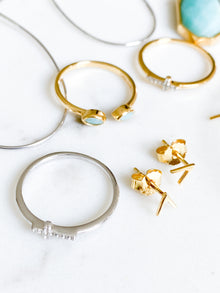 Isaiah Collection 14K Gold Plate Petite White Topaz Cross Ring