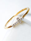 Isaiah Collection 14K Gold Plate Petite White Topaz Cross Ring