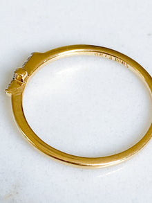 Isaiah Collection 14K Gold Plate Petite White Topaz Cross Ring