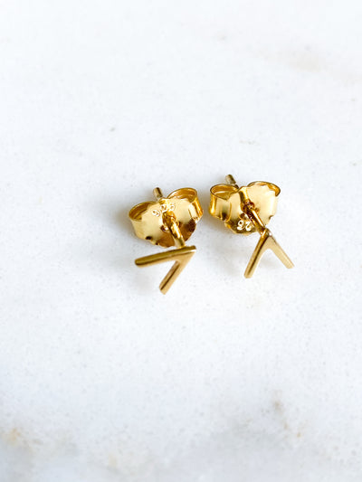 Isaiah Collection 14K Gold Plate Brightly Polished Arrow Studs