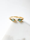 Isaiah Collection 14K Gold Plate Open Shank Double Marquise Amazonite Stack Ring