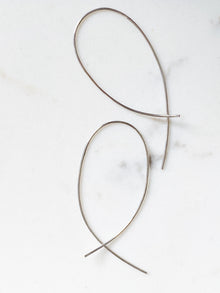 Isaiah Collection White Rhodium Plate Fluid Curved Cross Design Threader Earrings