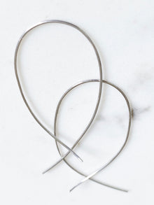 Isaiah Collection White Rhodium Plate Fluid Curved Cross Design Threader Earrings