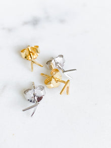 Isaiah Collection White Rhodium Plate Brightly Polished Arrow Studs