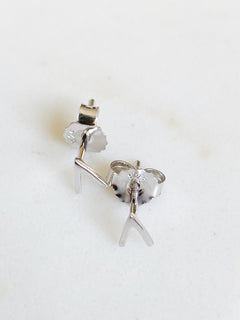 Isaiah Collection White Rhodium Plate Brightly Polished Arrow Studs