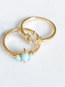 Ecclesiastes Collection 14K Gold Plate Sterling Silver Triple Marquise Amazonite Ring