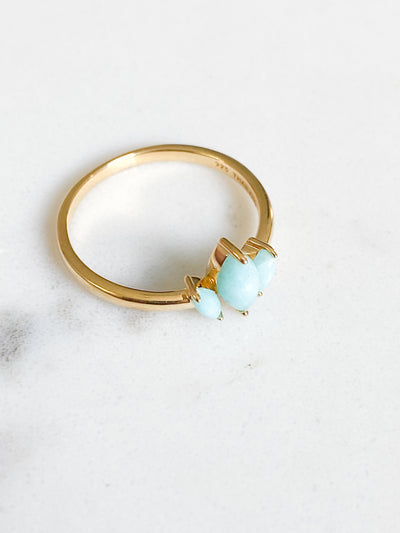 Ecclesiastes Collection 14K Gold Plate Sterling Silver Triple Marquise Amazonite Ring