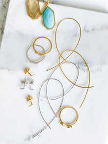 Isaiah Collection 14K Gold Plate Petite White Topaz Cross Ring