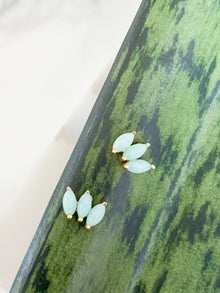 Ecclesiastes Collection 14K Gold Plate Sterling Silver Triple Marquise Amazonite Stud Earrings