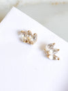 Ecclesiastes Collection 14K Gold Plate Sterling Silver Triple Marquise Clear Quartz Stud Earrings