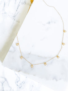 Corinthians Collection 14K Gold Plate 14” + 2” Faceted Clear Quartz Dangle Choker Necklace