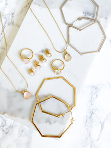 Corinthians Collection White Rhodium Plate Bold 2.5” 7-Sided Hoop Earrings