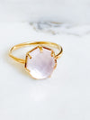 Corinthians Collection 14K Gold Plate 7-Sided Rose Quartz Rose Cut Ring