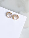 Corinthians Collection 14K Gold Plate 7-Sided Rose Quartz Rose Cut Stud Earrings