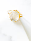 Corinthians Collection 14K Gold Plate 7-Sided Clear Quartz Rose Cut Ring