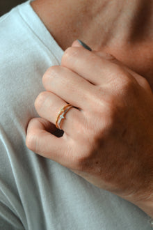 Isaiah Collection 14K Gold Plate Petite White Topaz Cross Ring