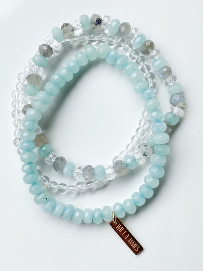 Strength and Courage 14K Gold Plate Amazonite Set of 3 Bracelets