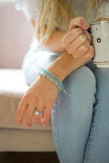 Strength and Courage 14K Gold Plate Amazonite Set of 3 Bracelets