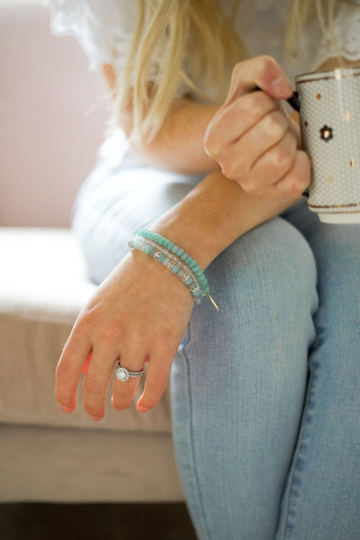 Strength and Courage 14K Gold Plate Amazonite Set of 3 Bracelets