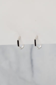 James Collection White Rhodium Plate 12mm Heptagon Huggie Hoop Earrings