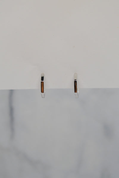 James Collection White Rhodium Plate 12mm Heptagon Huggie Hoop Earrings