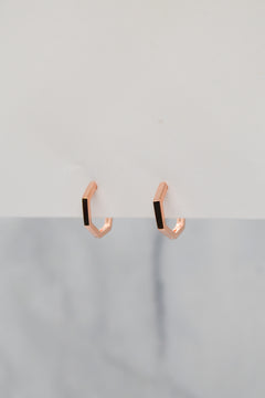 James Collection 14K Rose Gold Plate 12mm Heptagon Huggie Hoop Earrings