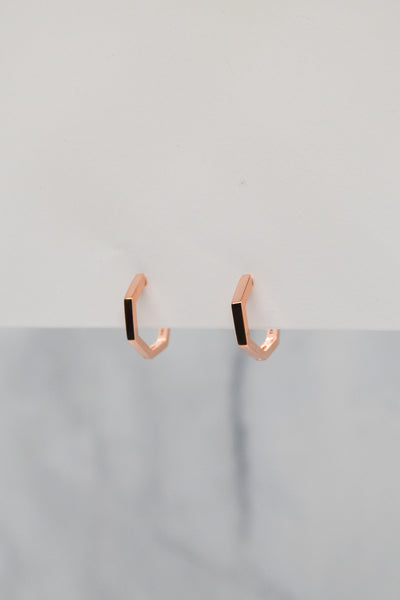 James Collection 14K Rose Gold Plate 12mm Heptagon Huggie Hoop Earrings