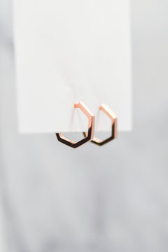 James Collection 14K Rose Gold Plate 12mm Heptagon Huggie Hoop Earrings