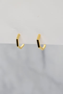 James Collection 14K Gold Plate 12mm Heptagon Huggie Earrings