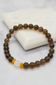 Men's Collection 14K Gold Plate Smokey Quartz Bracelet