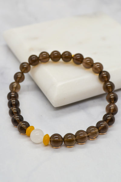 Men's Collection 14K Gold Plate Smokey Quartz Bracelet