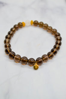 Men's Collection 14K Gold Plate Smokey Quartz Bracelet