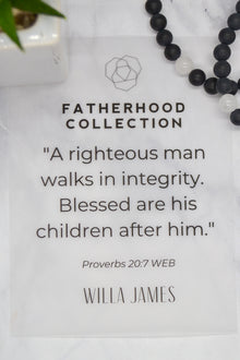 Fatherhood Collection White Rhodium Plate 8mm Matte Black Agate and White Jade Bracelet