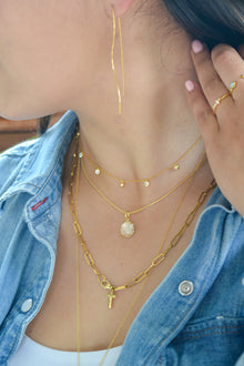 James Collection 14K Gold Plate Wavy Threader Bar Earrings