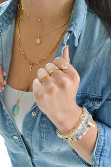 Isaiah Collection 14K Gold Plate Petite White Topaz Cross Ring