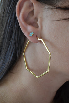 Ecclesiastes Collection 14K Gold Plate Sterling Silver Triple Marquise Amazonite Stud Earrings